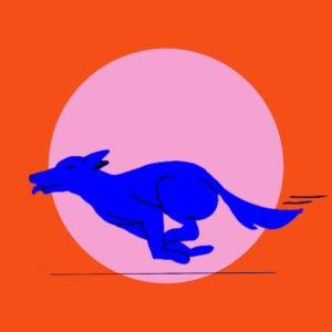 Illustration af en hund som har the zoomies