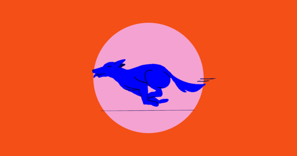Illustration af en hund som har the zoomies