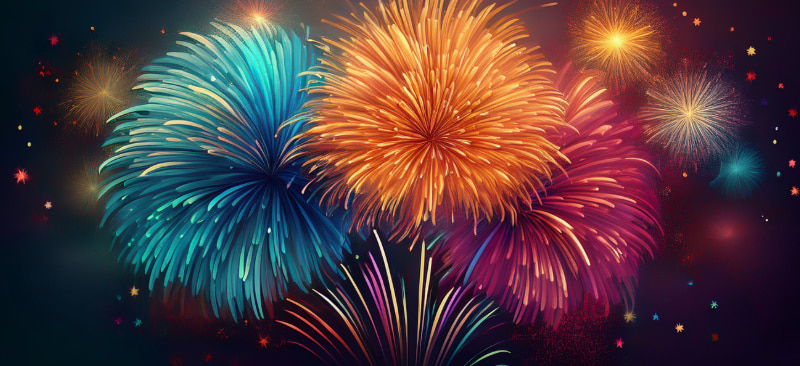 Fyrværkeri mod en sort himmel